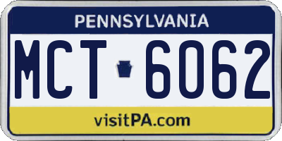 PA license plate MCT6062