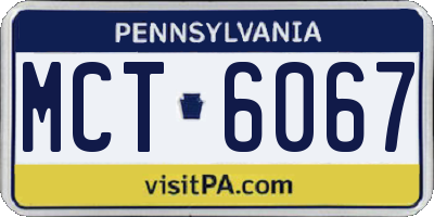 PA license plate MCT6067