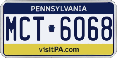 PA license plate MCT6068