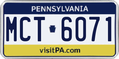 PA license plate MCT6071