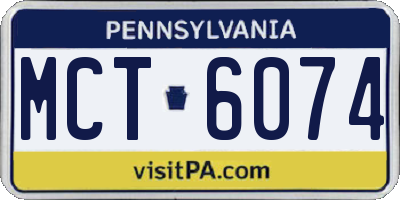 PA license plate MCT6074