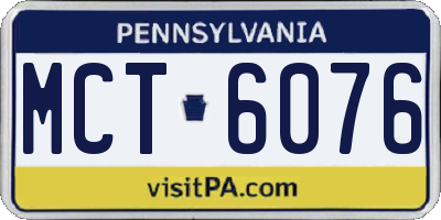 PA license plate MCT6076