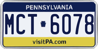 PA license plate MCT6078