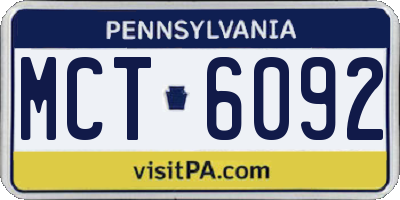 PA license plate MCT6092