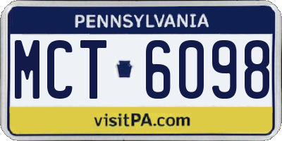 PA license plate MCT6098