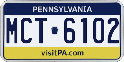 PA license plate MCT6102