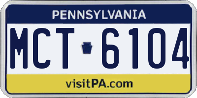 PA license plate MCT6104