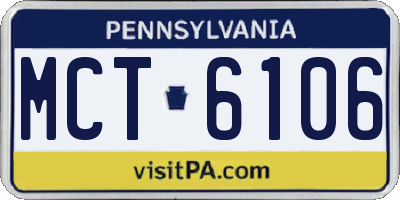 PA license plate MCT6106