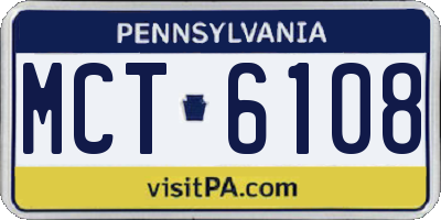 PA license plate MCT6108