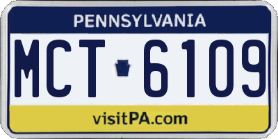 PA license plate MCT6109