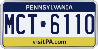 PA license plate MCT6110