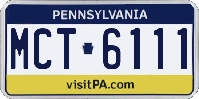 PA license plate MCT6111