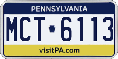 PA license plate MCT6113