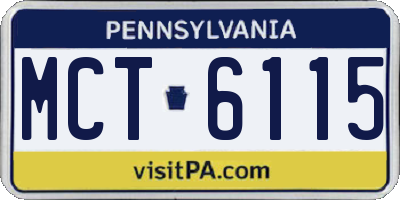 PA license plate MCT6115