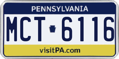 PA license plate MCT6116