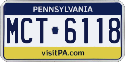 PA license plate MCT6118