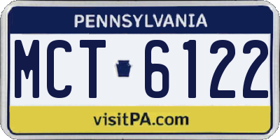 PA license plate MCT6122