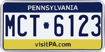 PA license plate MCT6123