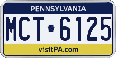 PA license plate MCT6125