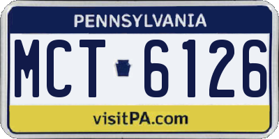PA license plate MCT6126