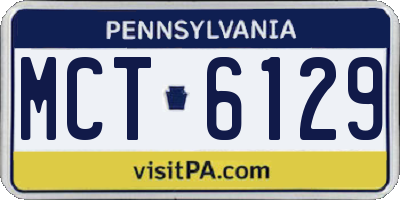 PA license plate MCT6129