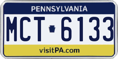 PA license plate MCT6133