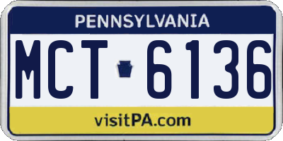 PA license plate MCT6136