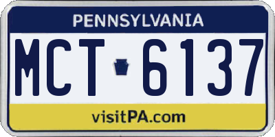 PA license plate MCT6137