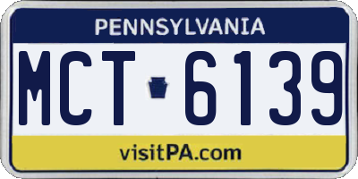 PA license plate MCT6139