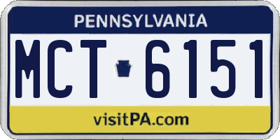 PA license plate MCT6151