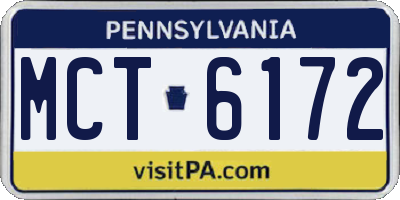 PA license plate MCT6172