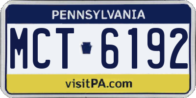 PA license plate MCT6192