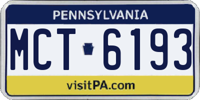 PA license plate MCT6193