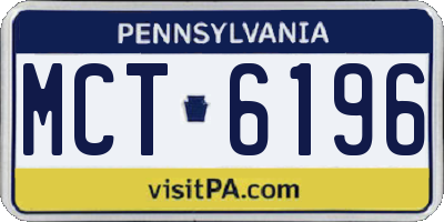 PA license plate MCT6196