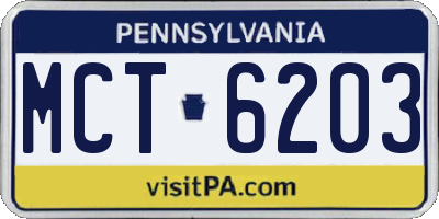 PA license plate MCT6203
