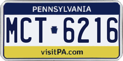 PA license plate MCT6216