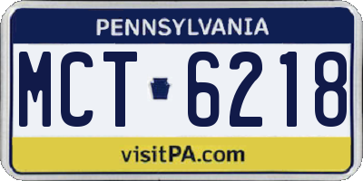 PA license plate MCT6218