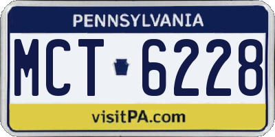 PA license plate MCT6228