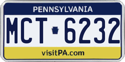 PA license plate MCT6232
