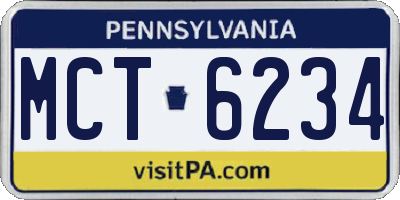 PA license plate MCT6234