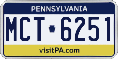 PA license plate MCT6251