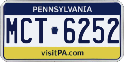 PA license plate MCT6252