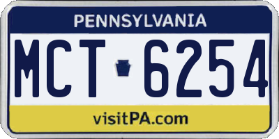 PA license plate MCT6254