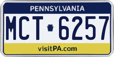 PA license plate MCT6257