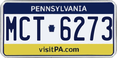 PA license plate MCT6273