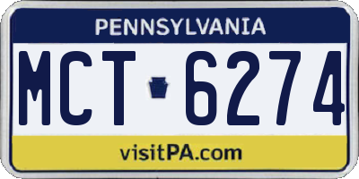 PA license plate MCT6274