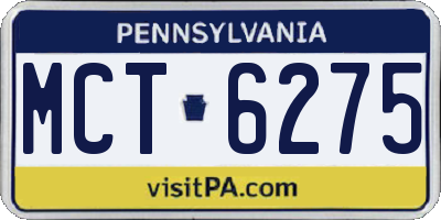 PA license plate MCT6275