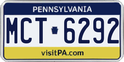 PA license plate MCT6292