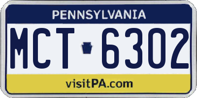 PA license plate MCT6302