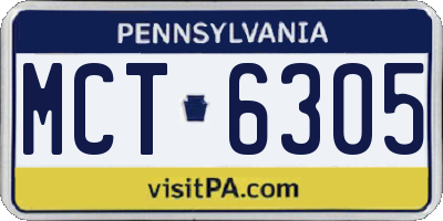 PA license plate MCT6305
